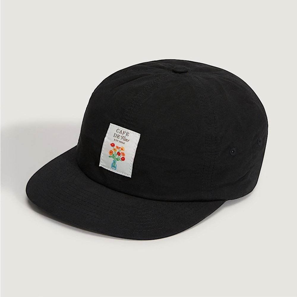 Vans Black Cap with Floral Patch Cafe Vans Snapback Hat